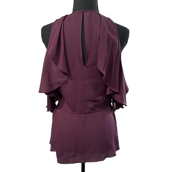 Theory Desiraya B Senna Cold Shoulder Ruffle Blouse - Size Small - Picture 3 of 7